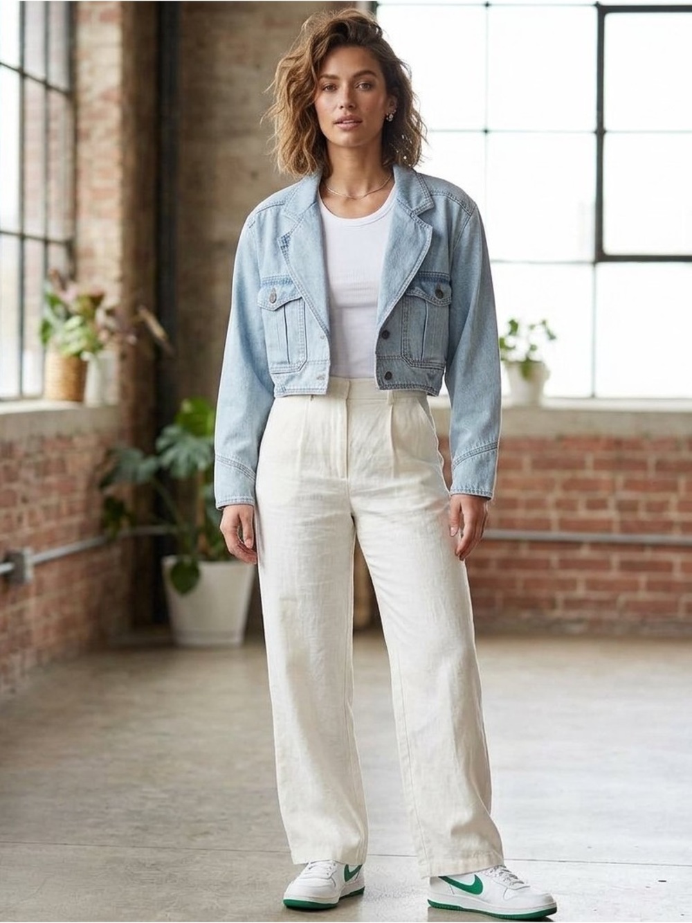 Vintage 90s Pulse Cropped Light Wash Denim Jacket Blazer Size S/P Small